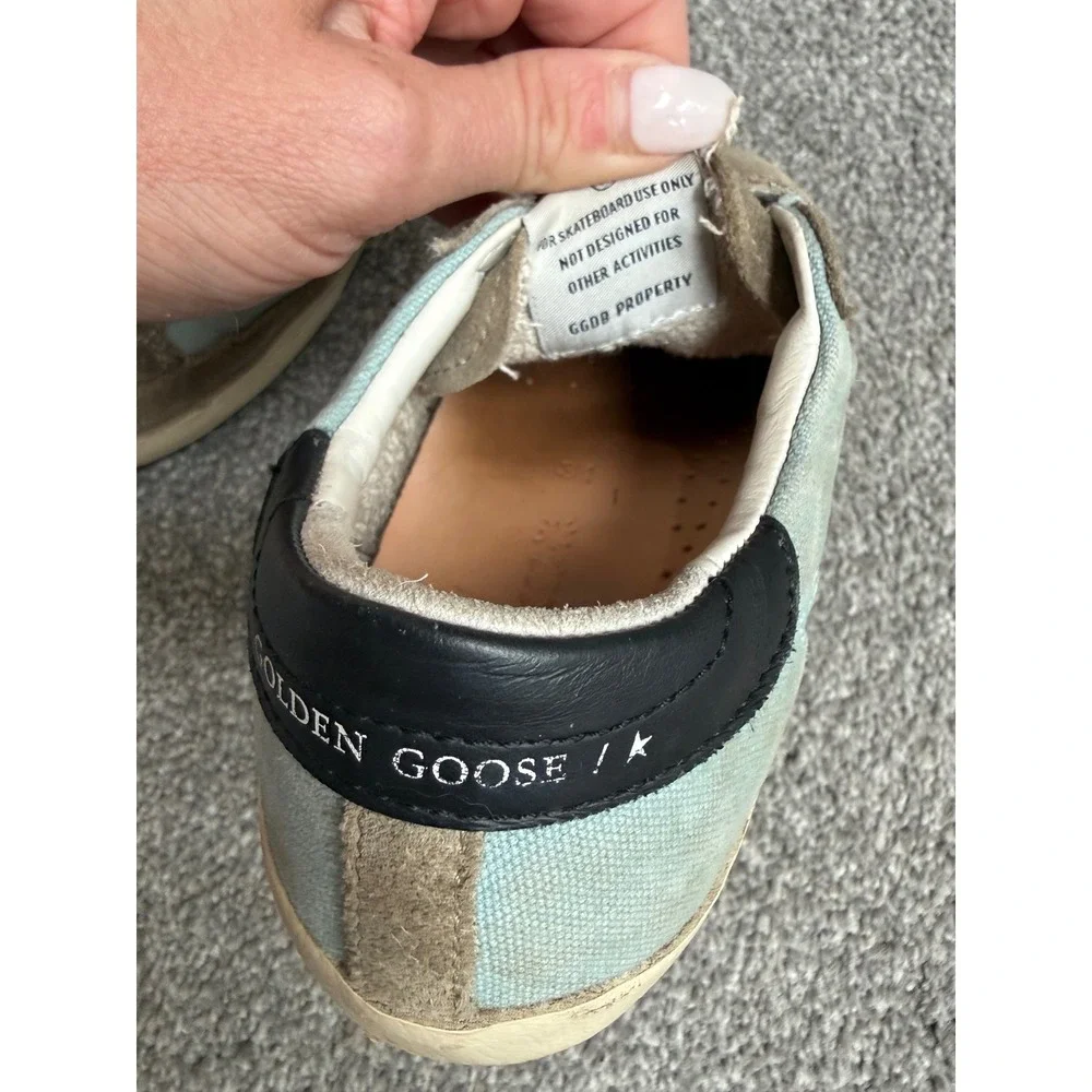 Golden Goose Old School Palm Tree Blue Canvas Suede Sneakers Kids EU 31